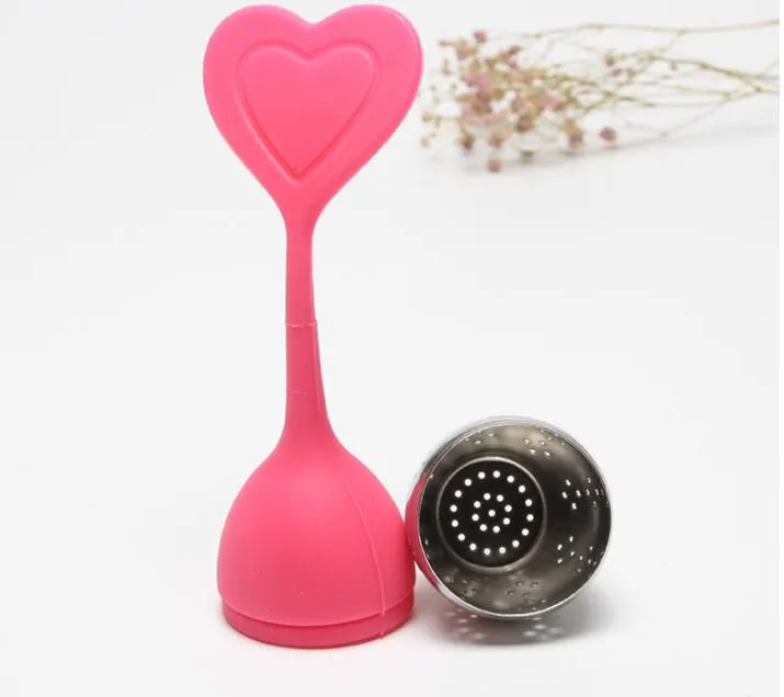 Green tea filter infuser spoon silicone heart shape 304 stainless steel loose leaf leak mesh strainer cute SN3284