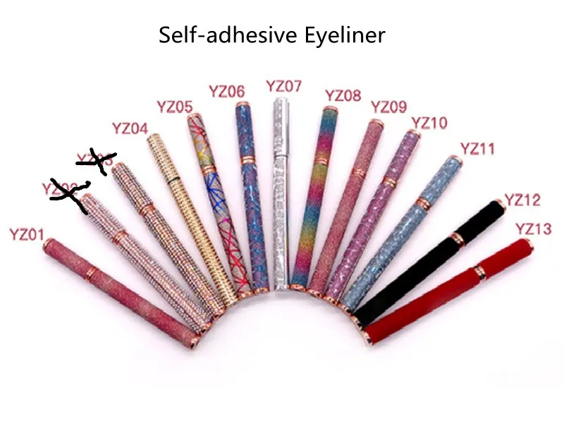 W magazynie! Najnowszy samoprzylepny eyeliner pióro 12 style klej wolny magnetyczny dla fałszywych rzęs wodoodporny okularny ołówek ołówek