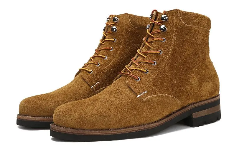 Winter Brown Work Men Hoge kwaliteit Martin Boots Handgemaakte veter Suede lederen enkellaarzen voor mannen