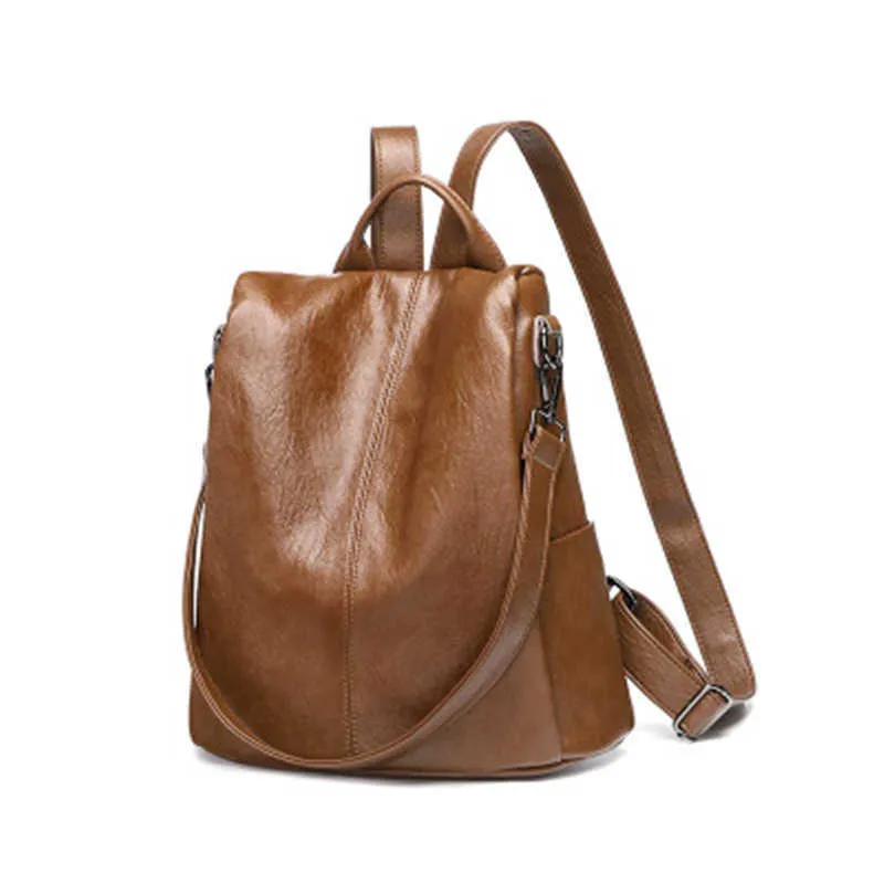 Luxe Mode Femmes Sacs À Dos En Cuir Doux Casual Sac À Bandoulière École Sac À Dos Fille 02a Q0528