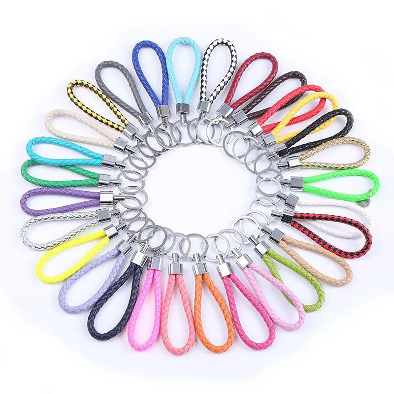 Mens Keyrings, Womens Keyring Stylish Braided PU Leather Woven Rope ...