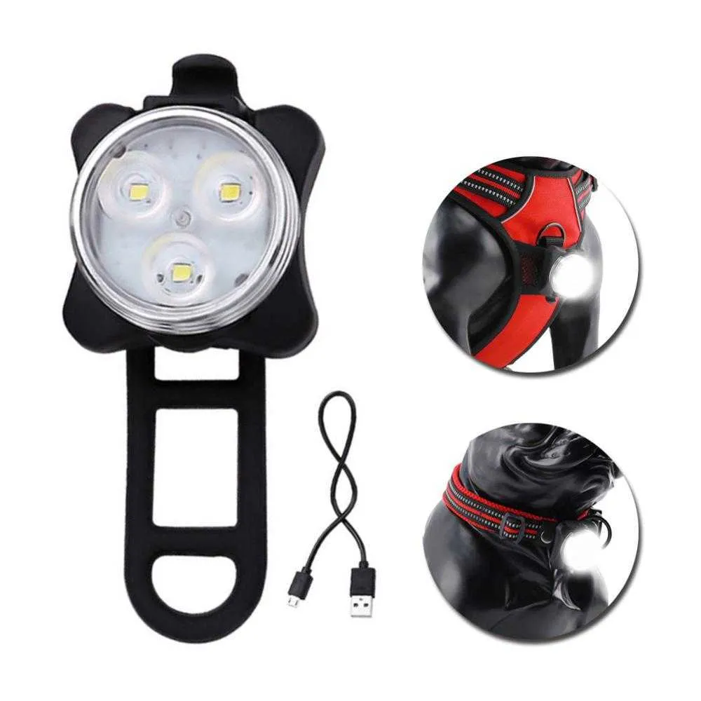 Huisdier veiligheidshond LED-licht 4 Modi USB Oplaadbare honden Licht LED Outdoor Nacht voor Pet Collar Harness Leash Dog-accessoires 211006