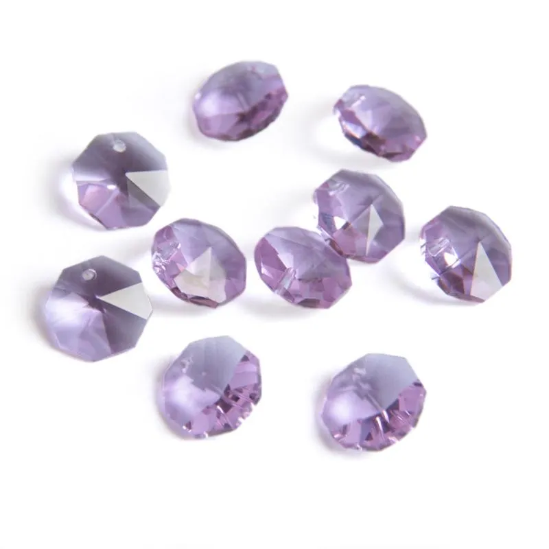 50 / lote 14mm várias cores Crystal Octagon Beads em 1 buraco para decoração de cortina de casa acessórios de peças de candelabro