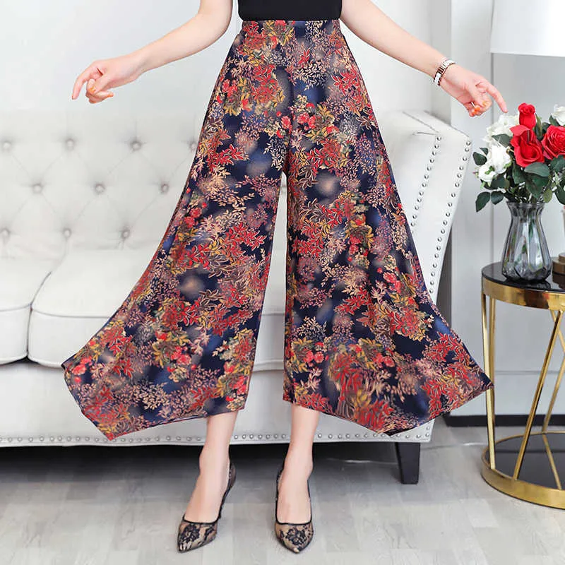 2021 Fashion High Waist Womans Wide Leg Pants Loose Casual Full Length  Ladies Trousers Spring Autumn Print Female Skirt Pants Q0801 From 11,14 €