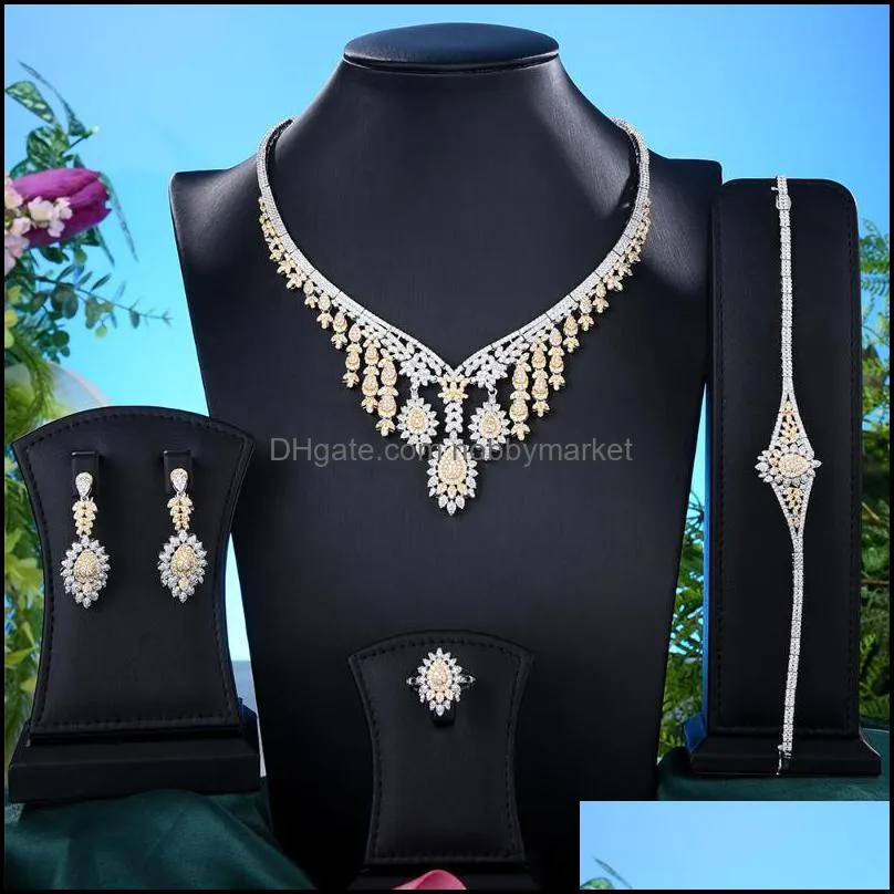 Earrings & Necklace Missvikki Luxury Gorgeous Big Jewelry Set Women Wedding Sparkly Engagement High Quality