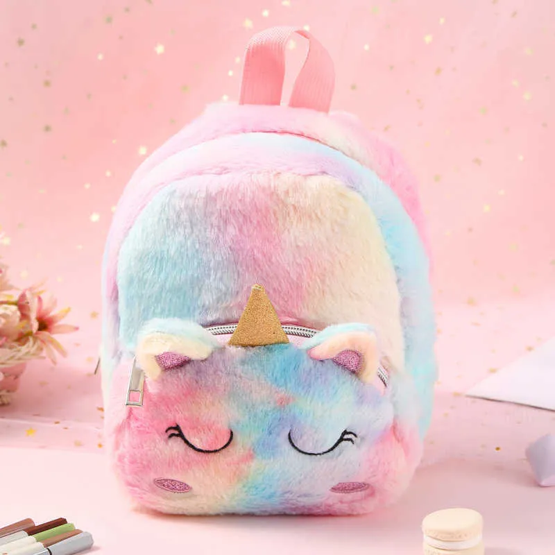 Unicorno carino zainetto peluche zaino unicorno moda cartone animato borsa a tracolla peluche per bambini studentesse X0529