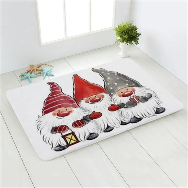 Juldekorationer Heminredning 40x60 Anti-Skid Soft Dörrmatta 2022 Merry Elk Snowman Blanket Ottoman