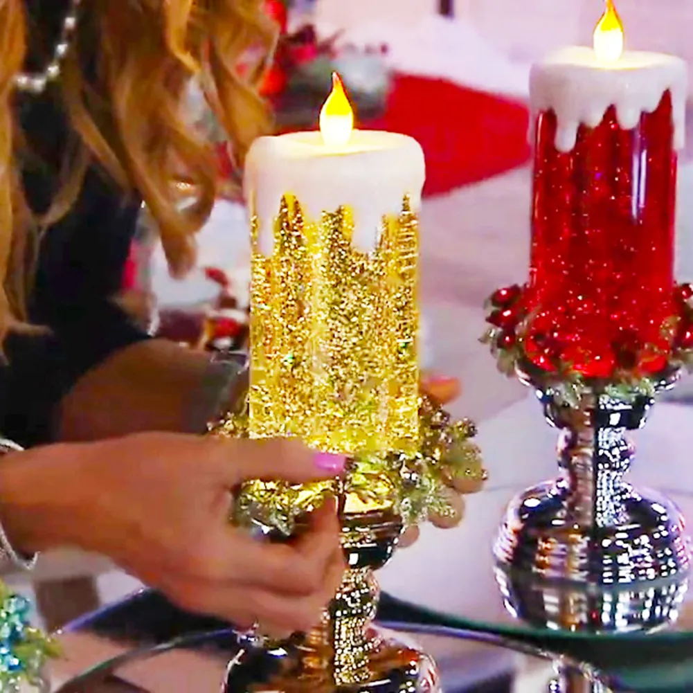 Rechargeable Colour Electronic LED Waterproof Christmas Candle Centerpiece With Glitter Colour Changing LED Water Christmas Candle Centerpiece QP2 201009 From Xue10 80.15 DHgate.Com