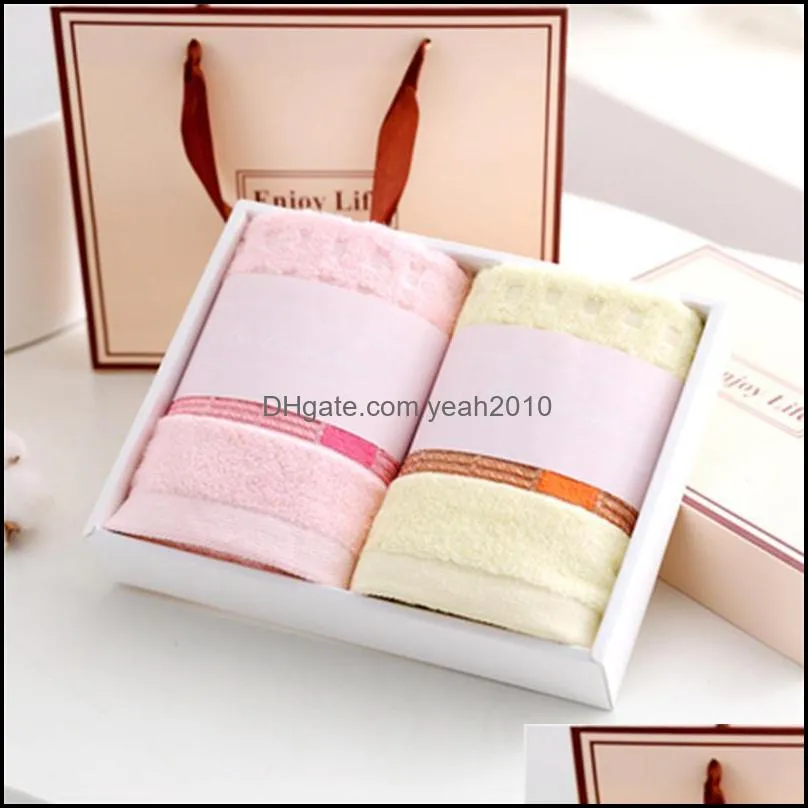 Towel 100% Cotton Gift Box 2 Pack Pure Face Washing Set Adult Children Birthday Wedding Hand