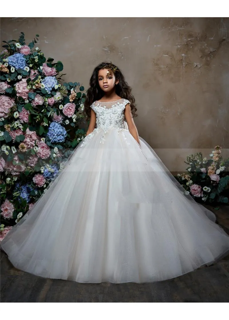 Floor Length Sleeveless Communion Dress With Train With Lace