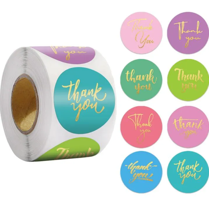 colors set Adhesive Stickers 500PCS Roll 1inch 1.5inch 3.8cm Round Label For Holiday Presents Business