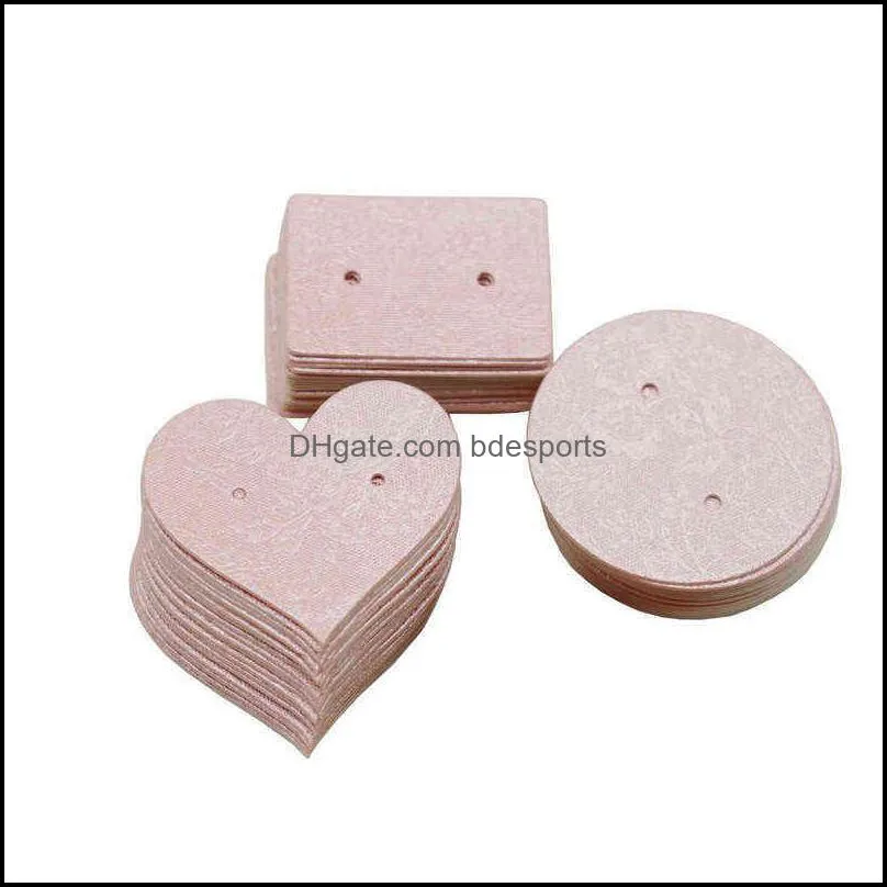 New Arrival 100Pcs Paper Pink Print Label Cards Small Stud Earring Packaging Tags Love Gift Hang Label Cards Y1230