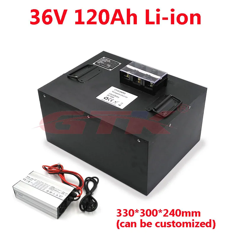 GTK 36V 120Ah lithium li ion battery pack for solar power system EV telecommunication trolling motors UPS+10A charger