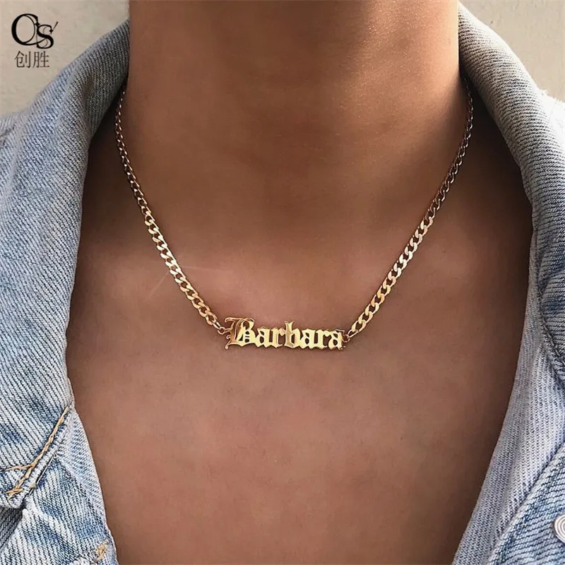 Gold Plated Stainless Steel Custom Name Letter Pendant Necklace for Men Women Jewelry Gift for Friends 130 U2