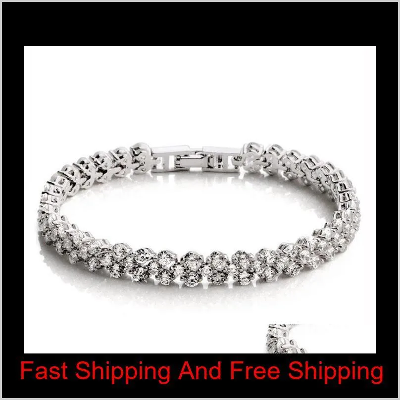 luxury austria shining crystal bracelets genuine 925 sterling silver charms bracelet zircon diamond roman tennis link bracelet jewelry