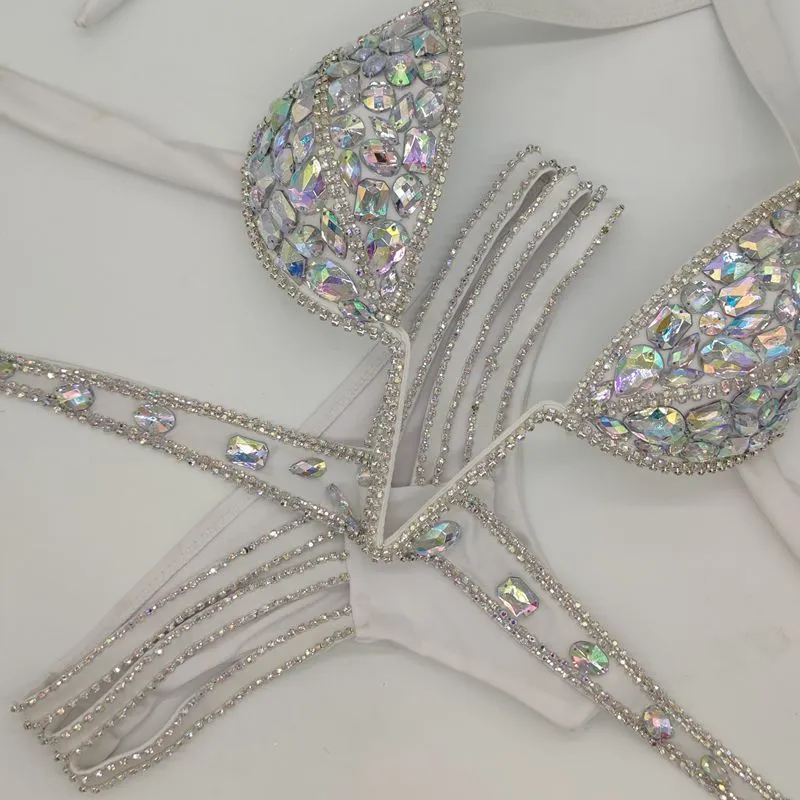 Costume da bagno Venus Vacation con scollo a V e strass, costume da bagno Daimond, costume da bagno push up con pietre scintillanti 210305