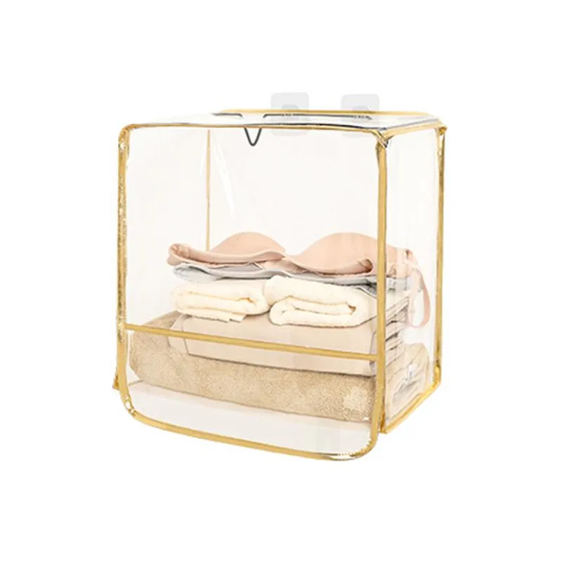 Boîtes de rangement Bacs Vêtements PVC Transparent Tenture murale Salle de bain Sac de douche Grandes poches Organisateur de cuisine Sac à main étanche