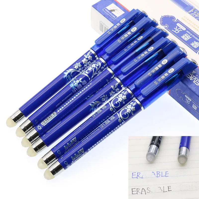 Gelpennor Erasable 0,5 mm 6 stycken Blue / Black Ink Magic Pen Student Stationery Tips Writing Supplies Reserve Tool