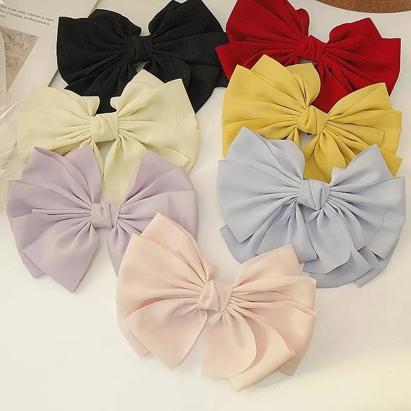 2021 Корейский негабаритные Barchett Bow Bow Clip Hairpsins для женщин Девушки Мода Сатин Большие Волнистые Головные Устройства Волос Аксессуары для волос Горячие