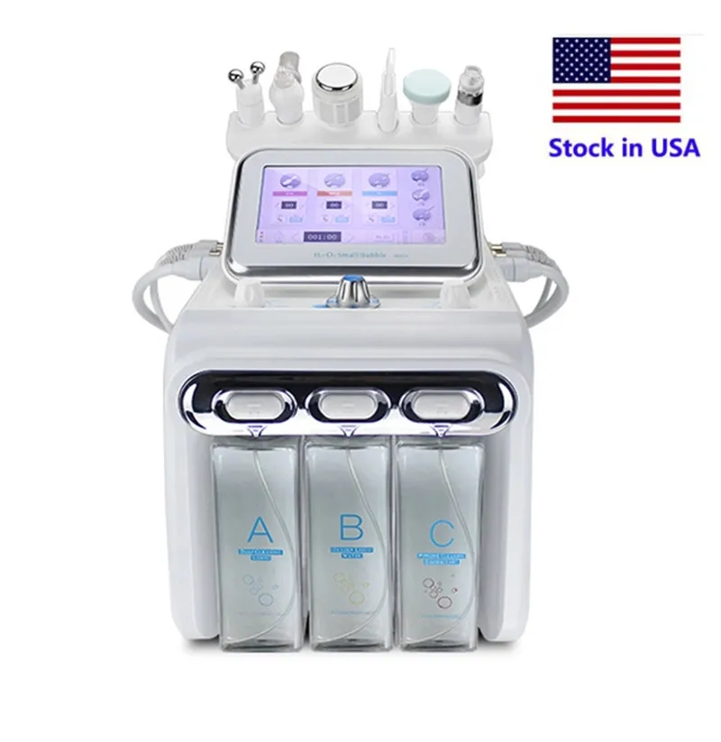 Lager i USA Hot Selling 6 i 1 Hydra Dermabrasion Skal Facial Machine Skin Föryngring Vatten Oxygen Small Bubble Machine