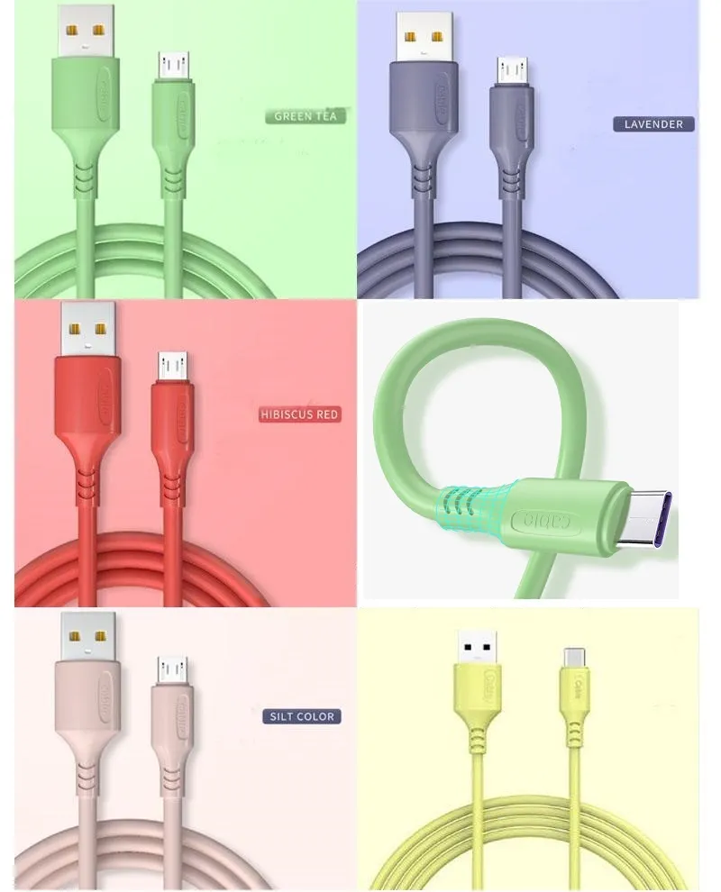 Câble Charge Rapide En Silicone 66W USB - USB Type-C Couleurs - Câbles Pink