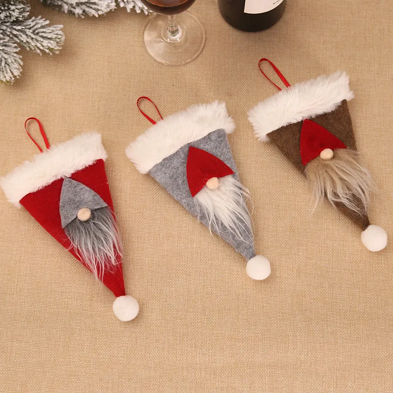 Decoração de Natal Ornamento de pano de pano sacos de mesa para faca e forquilha Christmashat Cutlery Cutlery Party Fontes 3Style Wll223