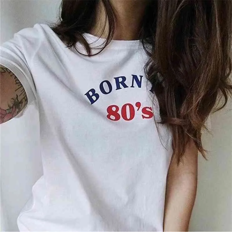 100% coton été t-shirt femmes blanc 80s t-shirt harajuku lettre imprimer 90s t-shirt kpop coréen tee tops chemises vintage 210623