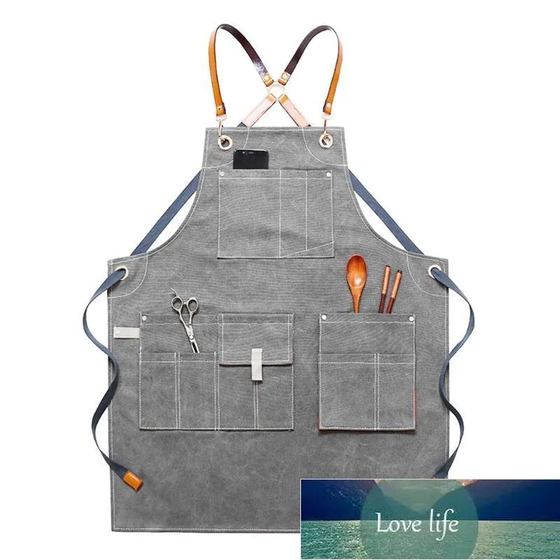 Mandil Chef Delantal De Chef Con Correas Cruzadas En La Espalda Para Hombres Y Mujeres Delantal De Lona De Algodon Para Pintura De Artistas Cocina Bartender Mandil