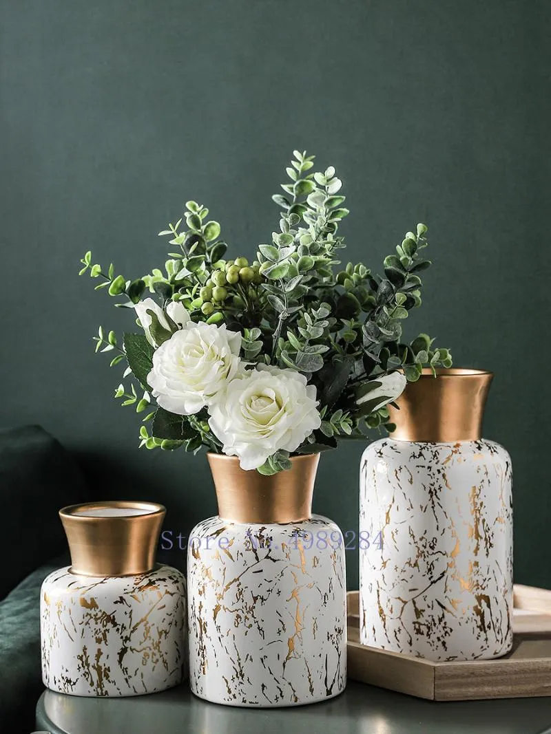 Vaso di ceramica vaso dorato marmorizzato in bianco e nero bottiglia di  ceramica bottiglia fiore decorazione moderna decorazione della casa  accessori