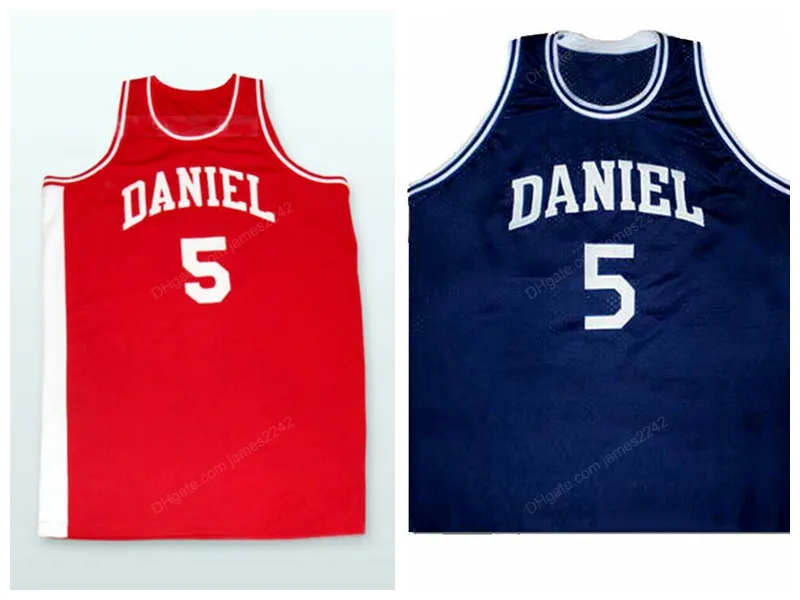 Anpassad retro Pete Maravich Pistol 5 Daniel High School Basketball Jersey Ed Blue Red Size S-4XL Alla namn och nummer av högsta kvalitet