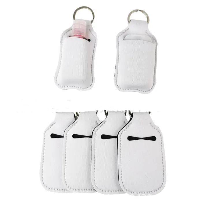 White Neoprene Blank Hand Sanitizer Holder Keychain for Party Favor 30ml Mini Bottle SN4351