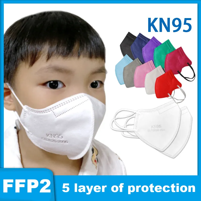 KN95 Färgrik Mask Kid Chlid Vuxen Respirator Filter Anti-dimma Haze Anti Dustroof Filtrering 95% Återanvändbar 5 lager Skydd