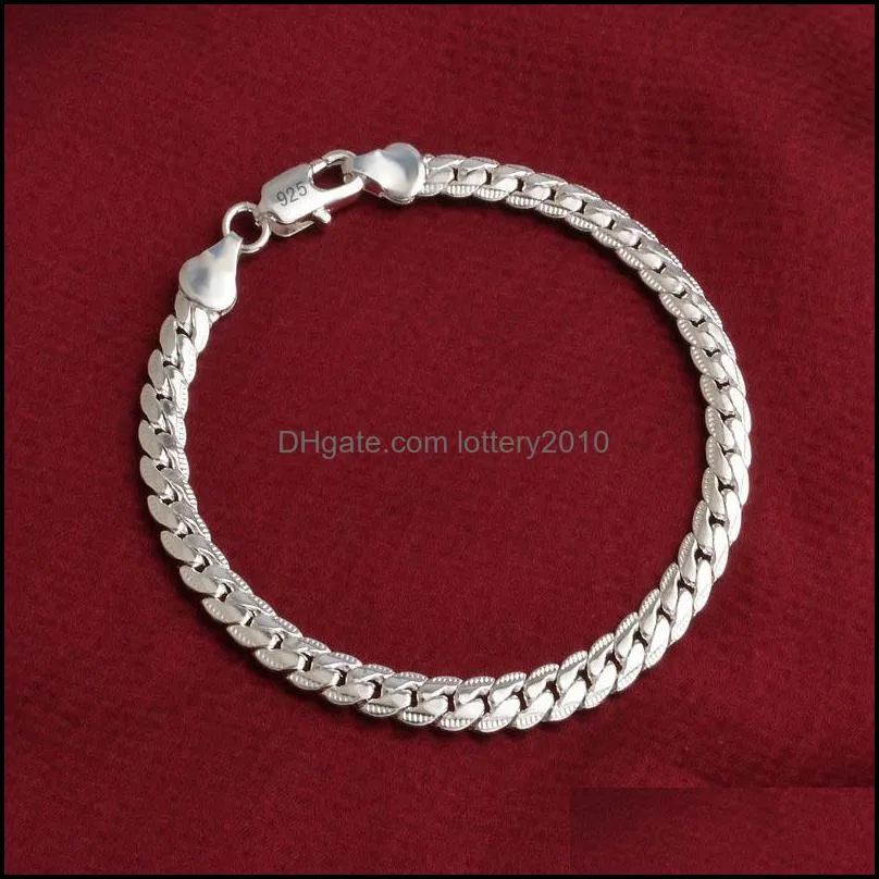 Link, Chain Classic Men Bracelet Luxury Silver Color Link Charm Bracelets Fashion Jewelry For Women Female Friend Gift