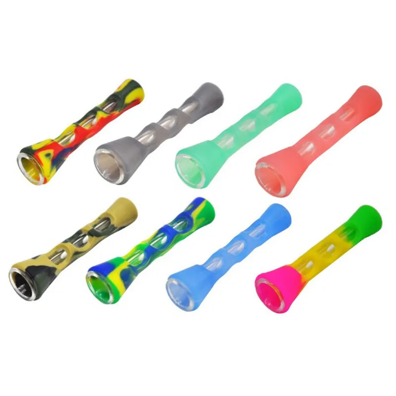 Silicone Pipes Smoking Glass Pipes Color Ultimate Tool Tobacco Pipes Oil Herb Hidden Bowl Multi Colors