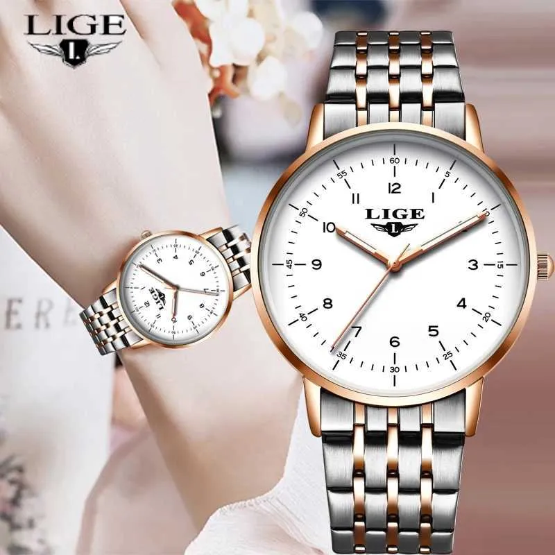 Lige kvinnor tittar på damer klocka kreativa stålkvinnans armband Klockor Kvinna Vattentät Quartz Watch Relogio Feminino 210527