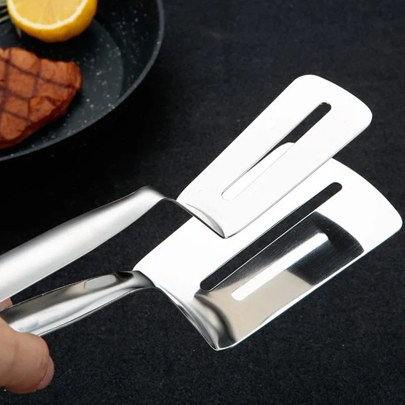 Stainless Steel Kitchen BBQ Bread Utensil Barbecue Tong Fried Fish Steak Clip Shovel Clamps Meat Vegetable Meat Clamp HY0337