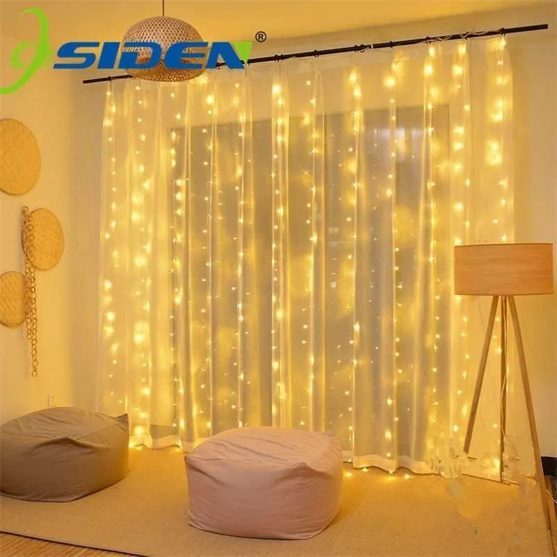 3x3M LED Tenda Icicle String Lights Luci natalizie ghirlanda Outdoor Home per matrimoni / feste / decorazioni da giardino 3x1 M 211109