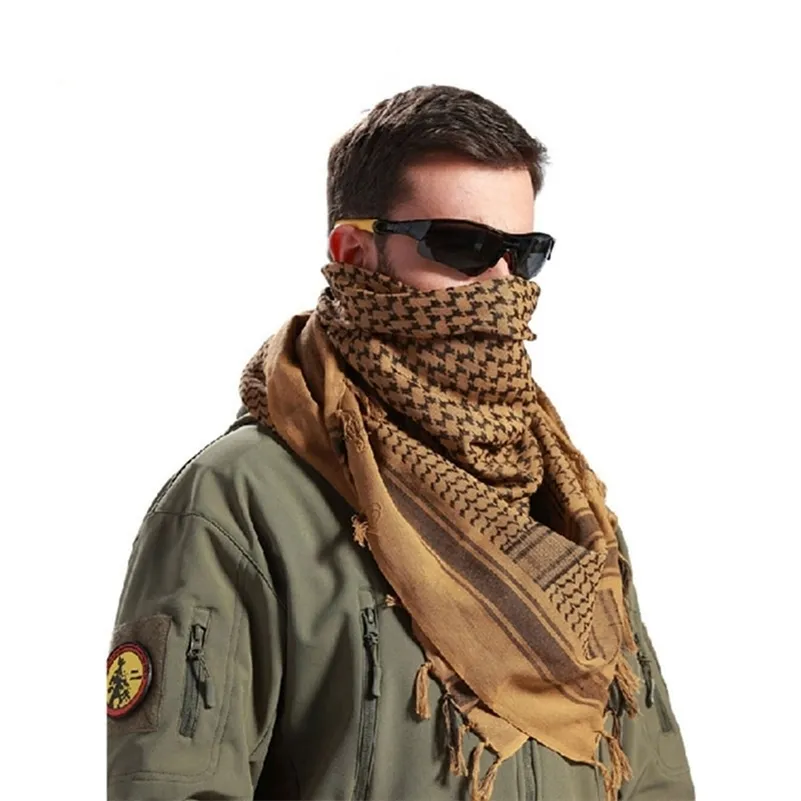 CoolCheer 100% Cotton Arabic Scarf Thick Muslim Hijab Shemagh Tactical Desert Arab Scarves Men Winter Military Windproof Scarf LJ201225