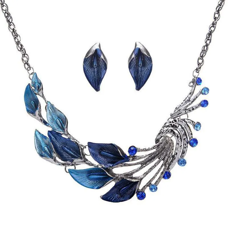 Earrings & Necklace Peacock Tail Jewelry Sets For Women Jewellery Earring Set Banquet Party S267