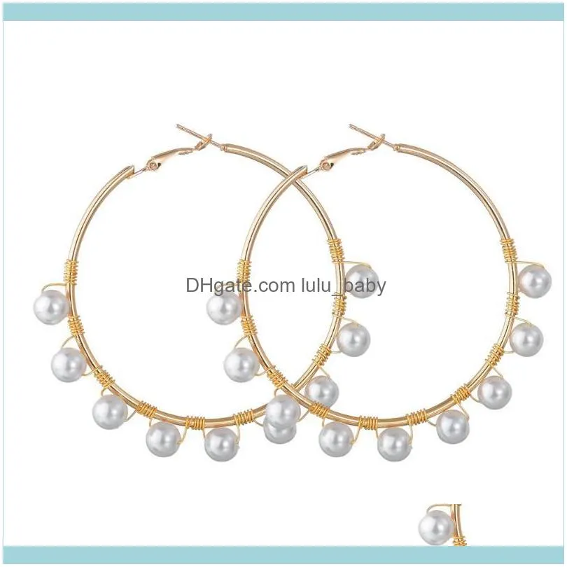 Fashion Gold Hoop Earrings Set Women Pearl Oversize Metal Circle Punk Earring 2021 Female Jewelry & Huggie