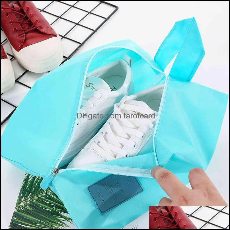 Portable Shoe Storage Bag Travel Oxford Cloth Waterproof Dustproof Collapsible Large-Capacity Shoes Bags Storages Hanging Type