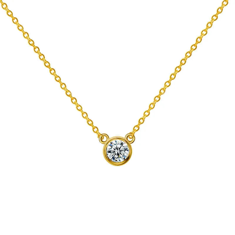 StarsGem 2021 14K Gult Gold Chocker Lab Vuxen Diamant Halsband