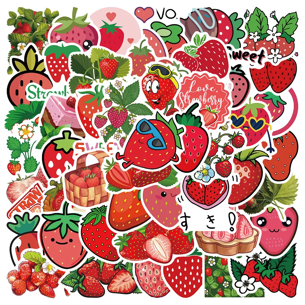 50 PCS Mixed Graffiti skateboard Stickers Cartoon fruit Red strawberry For Car Laptop Fridge Helmet Pad Bicycle Bike Motorcycle PS4 book Guitar Pvc Decal