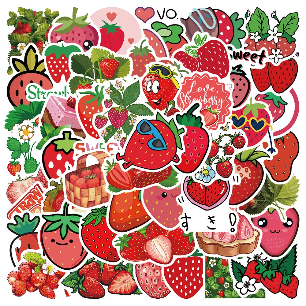 Strawberry Stickers Pack Vinyl Laptop Helmet Phone Luggage Decal 50Pcs  Anime