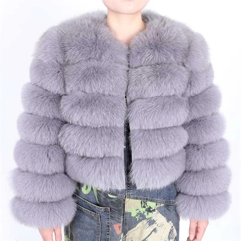 Women's Winter Jacket Echt Bontjas Effen Kleur Lange Mouw Kleding Multi-Color Afneembaar Vest Natural 211124