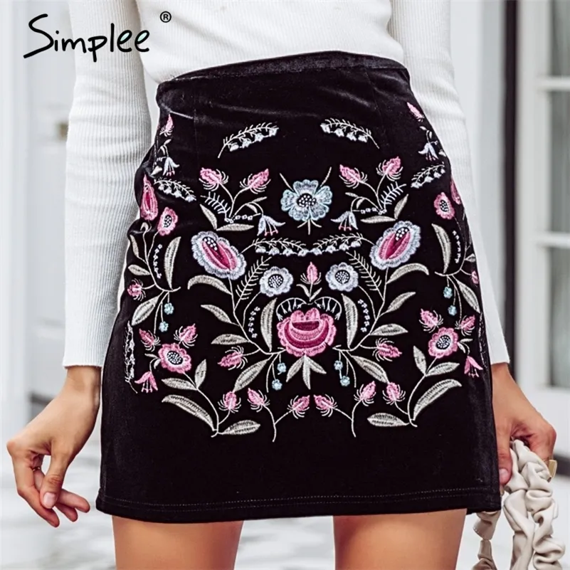 Embroidered pencil mini clearance skirt