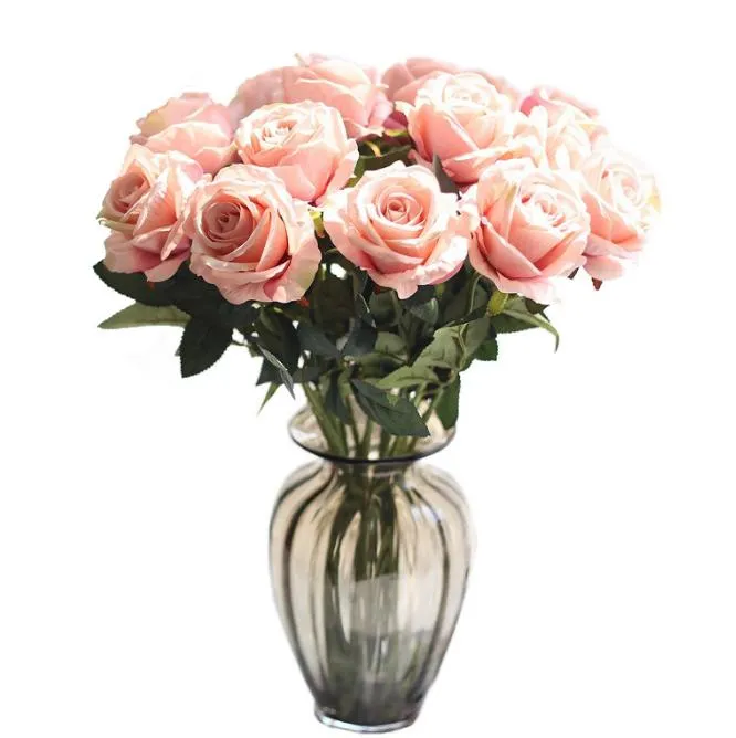 2022 nouvelles fleurs artificielles Rose Bouquet mariage maison fête décoration fausse soie unique tige fleurs Floral Rose