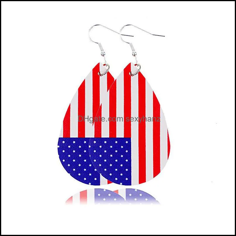 Leather Earrings U.S.A National Flag Stripe Heart Water Drop Simplicity Fashion 2020 Jewelry Dangle Women Ear Pendants 2 2cp K2B