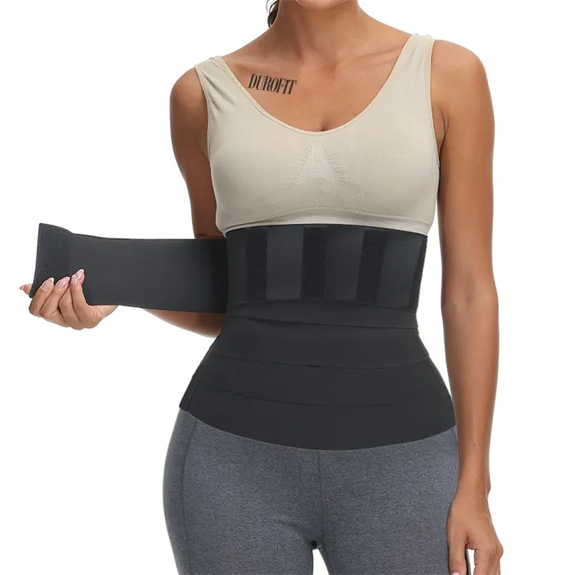 Waist Trainer Snatch Bandage Wrap Tummy Sweat Sauna Trimmer Belt For Women Belly Body Shaper Compression Band Weight Loss Sheath 211116