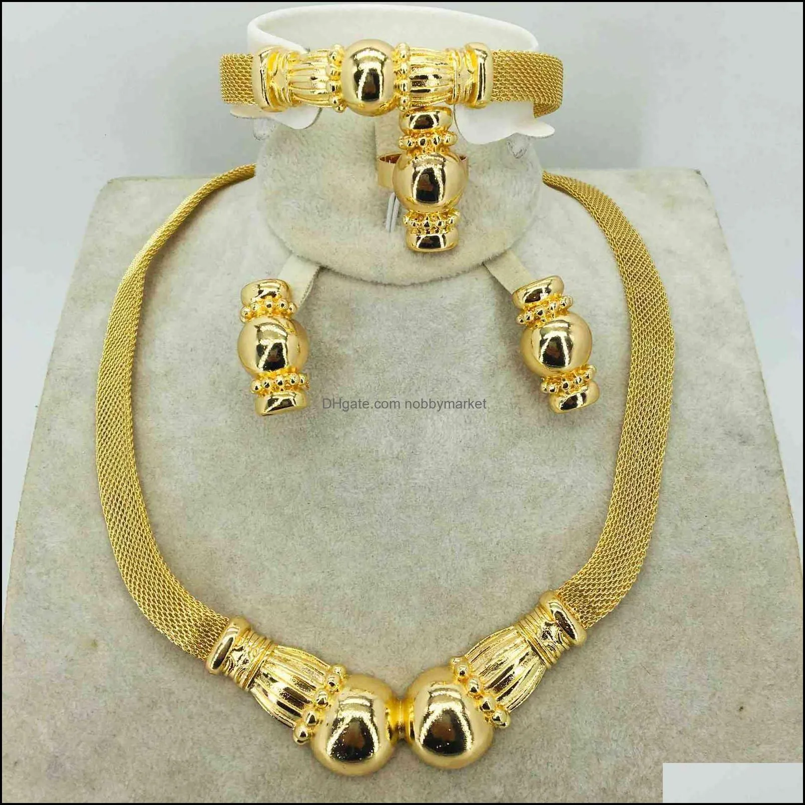 Brand Bracelet Earring & Necklace High grade Bride Wedding Ring Jewelry Set women`s gift selection